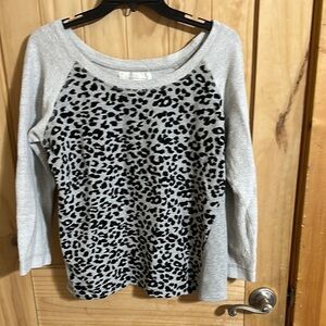 French Laundry Gray Leopard Print Sweater